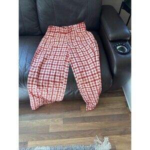 Women’s Double Crazy Size Large Red And White Plaid Pants